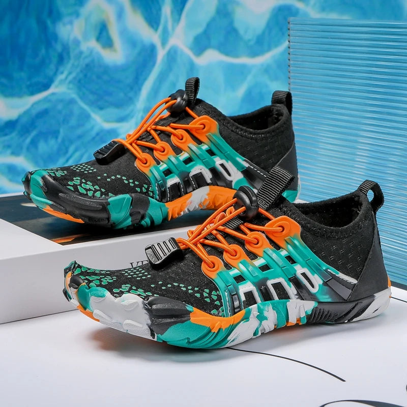 Zapatos de agua de secado rápido para niños, antideslizantes, resistentes al desgaste, con amortiguación, prevención, zapatillas transpirables suaves, zapatos descalzos para niños