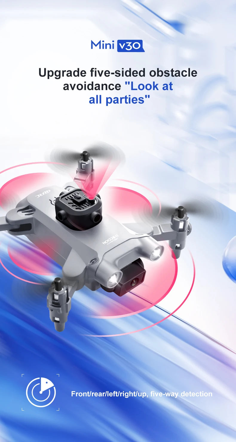 Mini drone 4DRC V30 4K HD double caméra WIFI FPV, drone professionnel à cinq côtés pour éviter les obstacles, hélicoptère RC, jouet cadeau