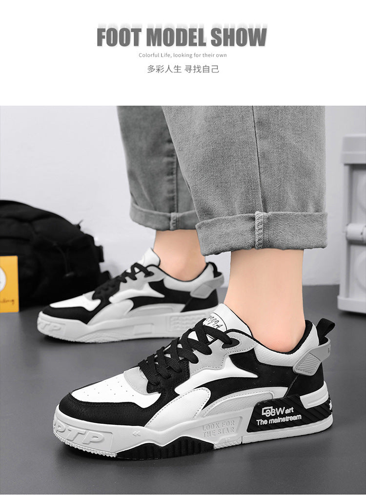 Zapatillas de hombre de otoño Novedad, calzado de plataforma cómodo para hombre, tendencia 2023, zapatillas vulcanizadas con cordones, zapatillas casuales blancas