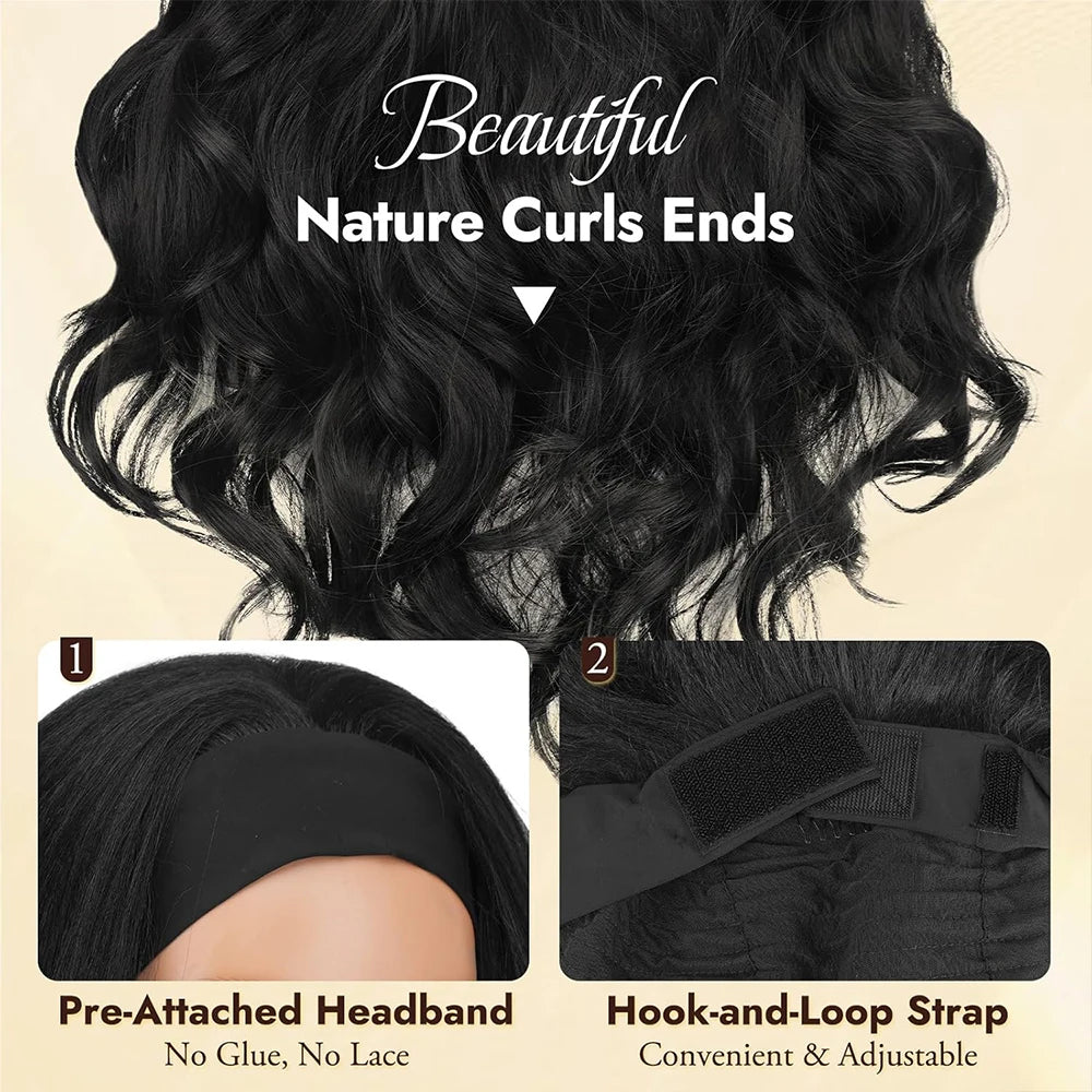 Headband Wig Human Hair Body Wave 40 Inch Glueless No Sew Headband Wigs On Clearance Sale Brazilian Virgin Hair 200% Dencity Wear and Go Headband Wigs for Black Women Natural Color Beginner Friendly