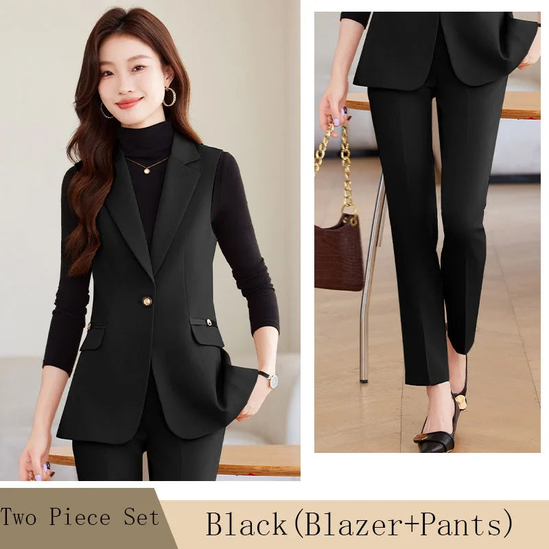 Women Pants Sets Off Shoulder Sleeveless Vest Top Female Pencil Pants Women 2 Piece Set Outfit Elegant Women's Pants Suit