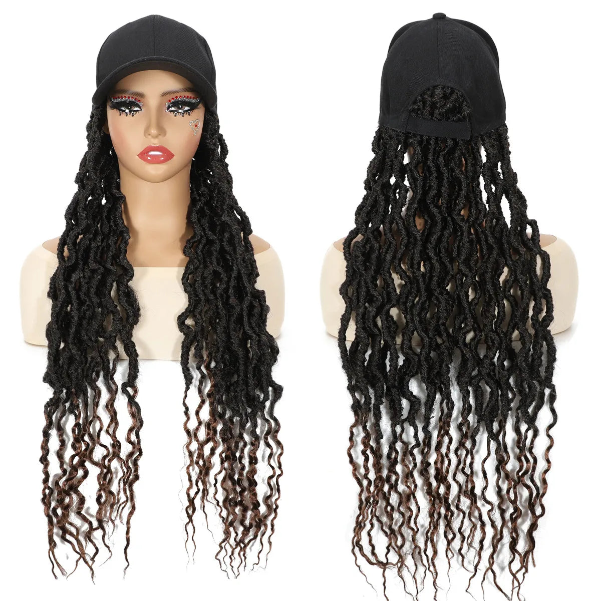 Synthetic Crochet Hair Woman Wigs Big Size Baseball Hat Wig 26inch Long Braided Wigs for Women Daily Party Cosplay Wig Female