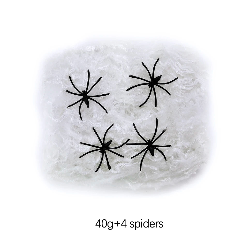 Halloween Decorations Artificial Spider Web White Stretchy Cobweb for Scary Party Scene Props Horror House Decoraton Accessories