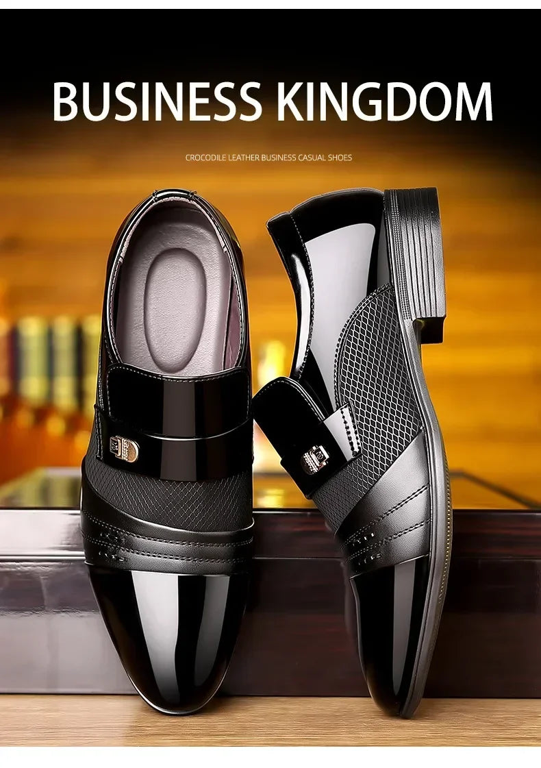 Men's Formal Leather Shoes Black Pointed Toe Man Loafers Party Office Business Casual Shoes for Men Oxford Shoes male Dress Shoe