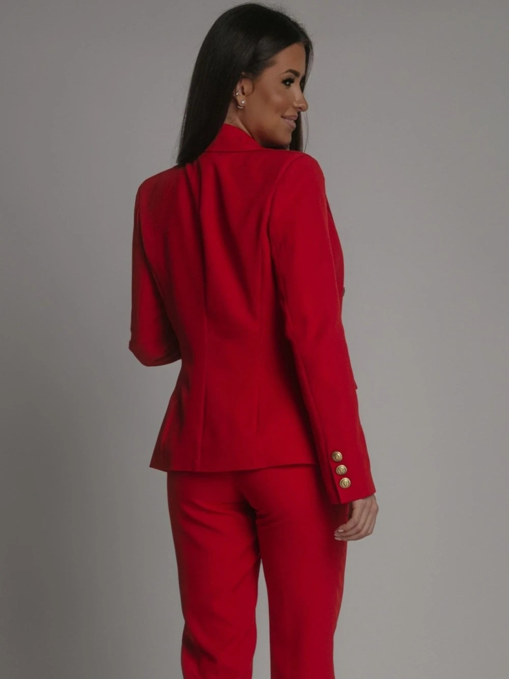 Hot salg 2-delte buksedresser for kvinner Cropped Blazerjakker og høylivede rette benbukser Sett med uformelle forretningsantrekk