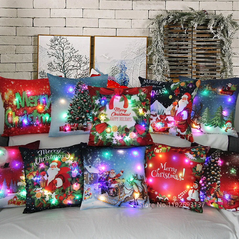 LED Christmas Cushion Cover – Santa Design & Festive Glow