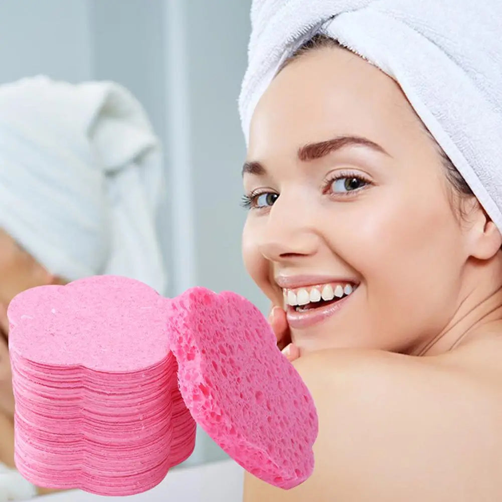 10 esponjas de fibra en forma de corazón, esponja de exfoliación facial, exfoliación de poros, masaje, maquillaje, limpieza facial natural B9D5