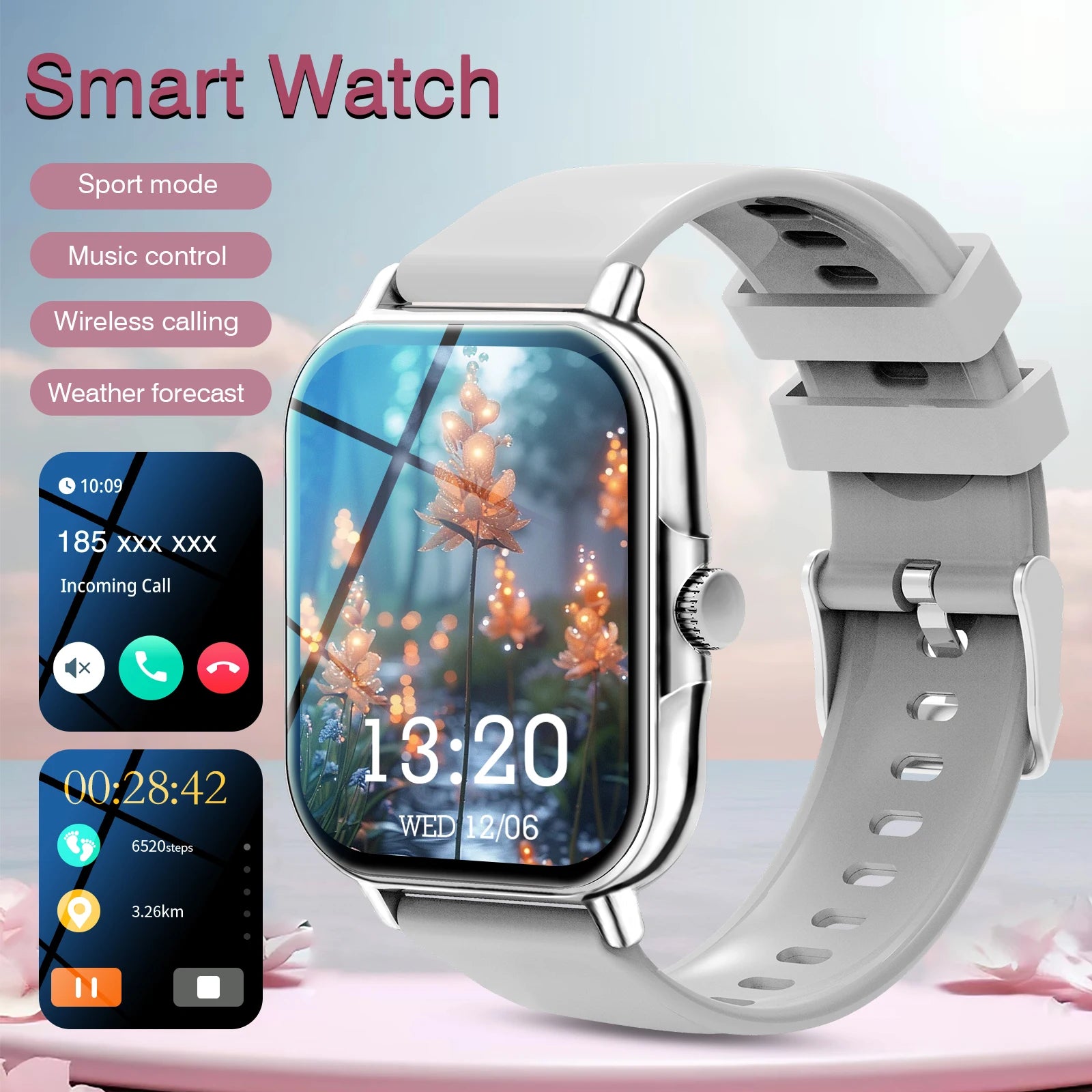 Reloj inteligente, para hombres y mujeres, llamadas inalámbricas, monitor de actividad, pantalla de 2.01 pulgadas, reloj inteligente deportivo