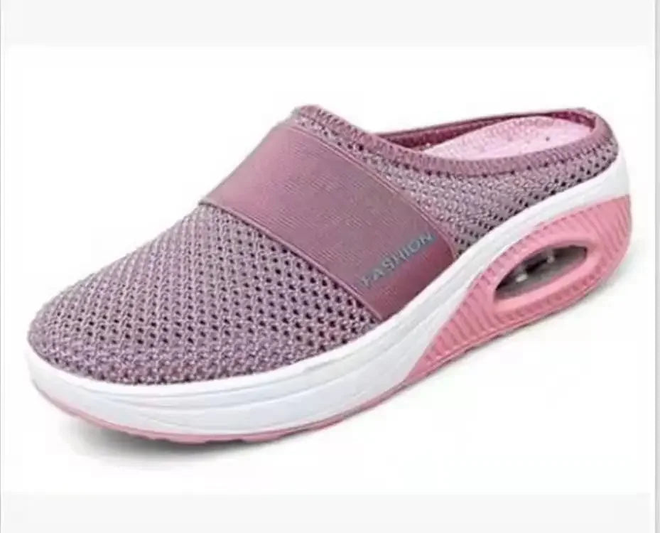 Zapatos de Caminar sin Cordones con Amortiguación para Mujer, Ortopédicos, Diabéticos, Mulas de Plataforma para Dama, Zapatillas Ligeras de Malla, Cuña, Deportivas Femeninas