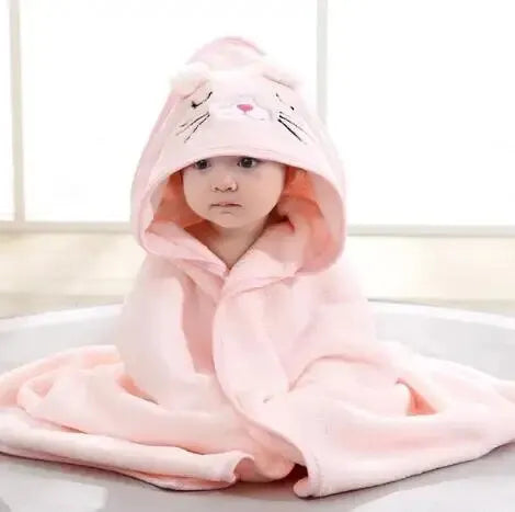 Toalla de baño para bebé, toalla de baño para recién nacidos, niños y niñas, manta con capucha de forro polar coral con diseño de dibujos animados, ropa de cama para recién nacidos