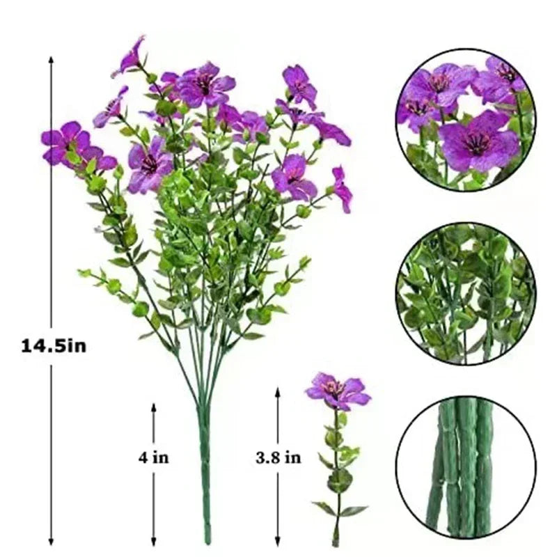 Flores artificiales para exterior, resistentes a los rayos UV, plantas sintéticas para jardín, bodas, hogar, cocina, decoración de granja, plantas artificiales