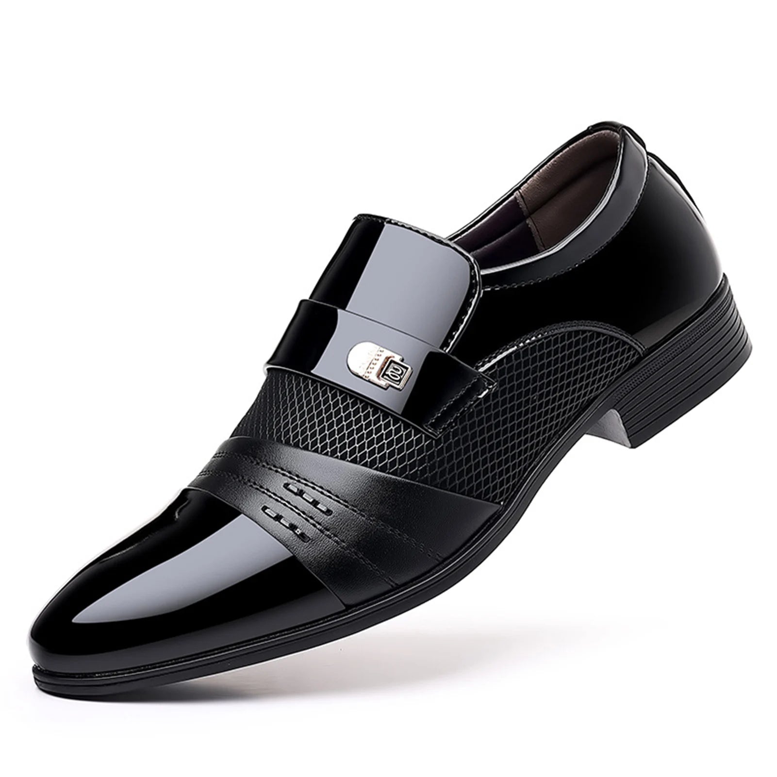 Zapatos de vestir de hombre sin cordones, con punta brillante, modernos para oficina, adecuados para fiestas y eventos de noche