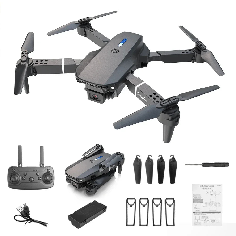 Dron profesional mini de control remoto E88 4K HD con cámara aérea WiFi FPV, cuadricóptero plegable, helicóptero RC, juguete para niños, regalo