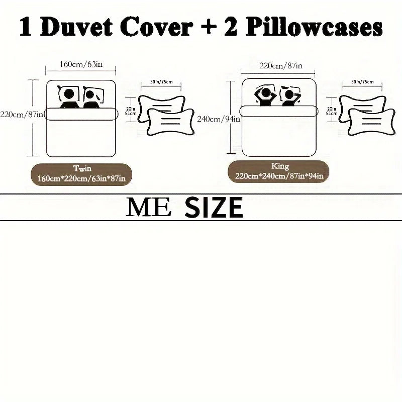 Juego de funda nórdica estampado multicolor de 3 piezas - Ropa de cama suave y cómoda para dormitorio y habitación de invitados - Incluye 1 funda nórdica y 2