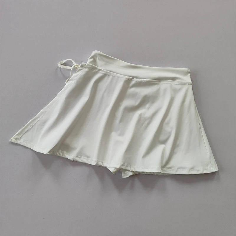 Falda de yoga deportiva, falda pantalón de bádminton y tenis, falda de secado rápido de medio cuerpo con bolsillo, falda pantalón con abertura lateral y tirantes para exteriores