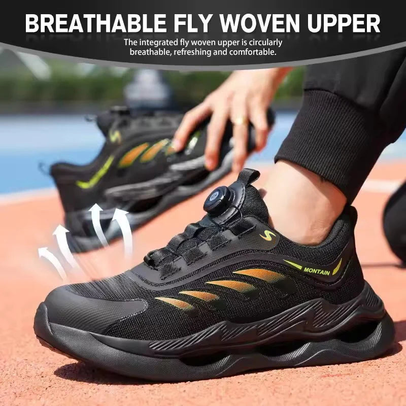 Steel Toe Work Shoes for Men Lightweight Breathable Work Sneakers Indestructible Anti-Smash Anti-Puncture Safety Shoes Man