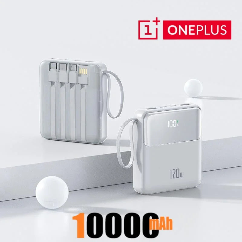 Bærbar powerbank 50000mAh 120W superrask lading mobil eksternt batteri med fire kabler lader egnet for iPhone Xiaomi