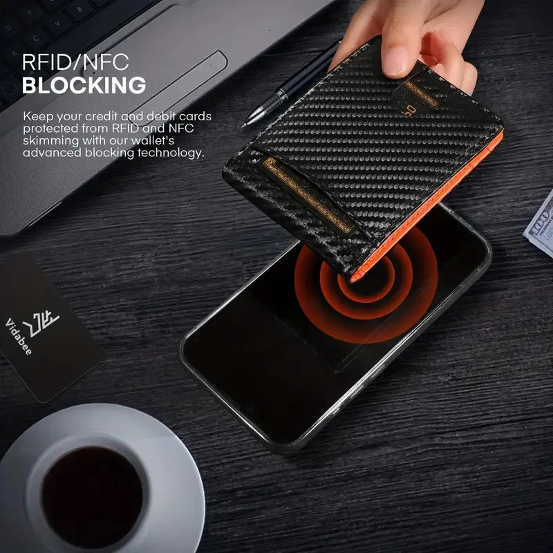 Carteras Delgadas para Hombre - Billetera de Cuero con Clip para Billetes para Hombre - Cartera Bifold RFID para Bolsillo Delantero - Tarjetero Minimalista