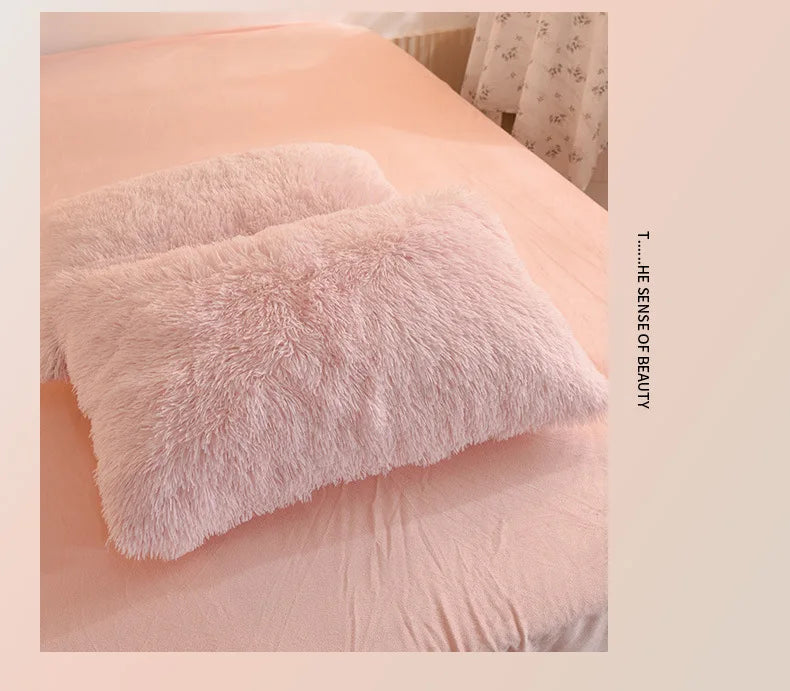 Juego de funda nórdica de felpa de lujo de 3/4 piezas – Ropa de cama cómoda y suave, perfecta para el confort del dormitorio, ideal para habitaciones de invitados y estética de dormitorios universitarios.