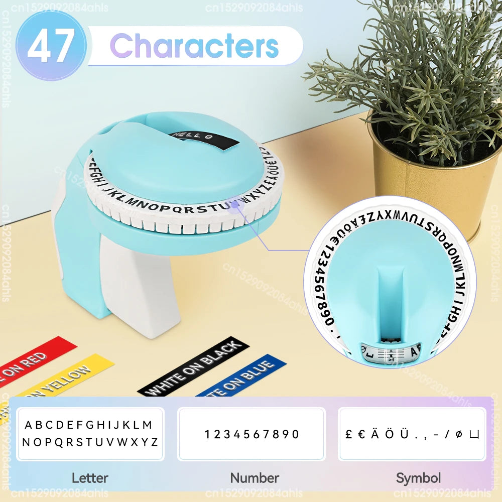 Portable Label Printer B90 Manual Typewriter DIY 3D Embossing Label Tape Handheld Label Maker DIY Sticker Mini Labeling Machine