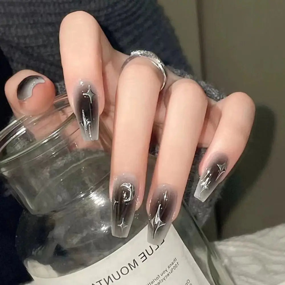 24 stk. Gradient Falske Negler Fransk Ballerina Negler Vanntett Falske Medium Kiste Falske Negler Fingernegler Press-on Negler Tips