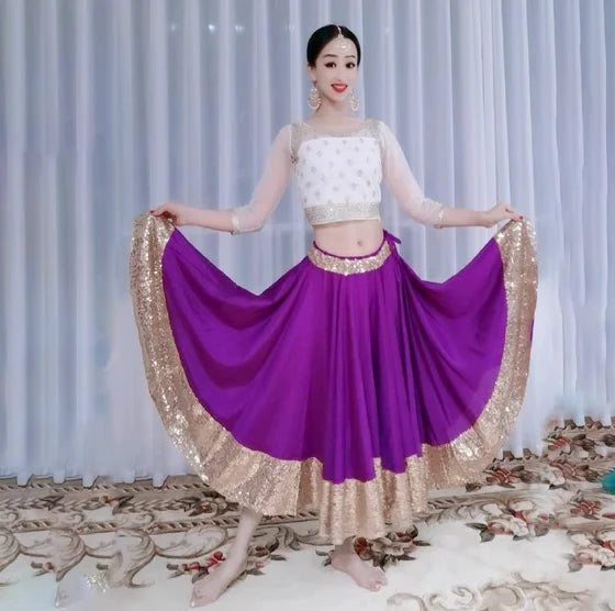 Danza india Mujer Phnom Penh Falda corta a media pierna para actuación