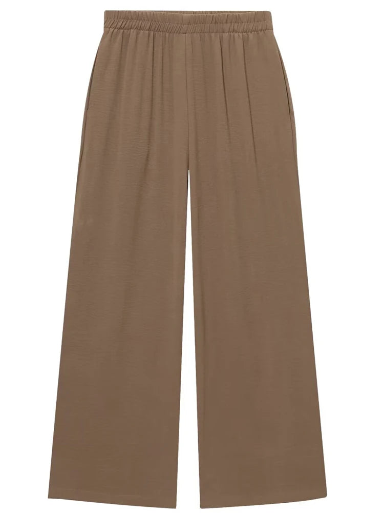 Conjuntos de pantalón para mujer de verano, camisa y blusa, tops, pantalón, conjunto de dos piezas para mujer, camisa de manga corta marrón, traje de pantalón para mujer