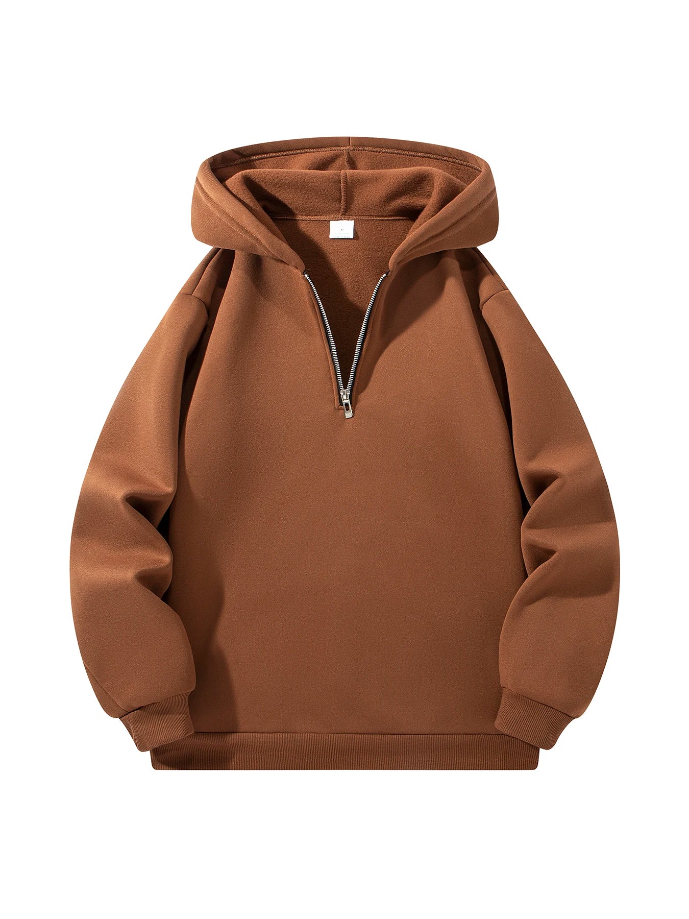 Sudadera casual para hombre con capucha, manga larga, cuello alto, media cremallera, jersey liso, sudadera de otoño para exteriores y ropa de calle para hombre