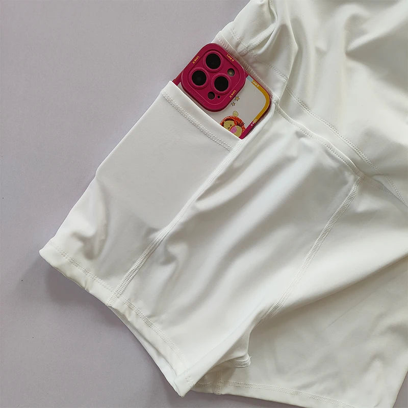 Falda de yoga deportiva, falda pantalón de bádminton y tenis, falda de secado rápido de medio cuerpo con bolsillo, falda pantalón con abertura lateral y tirantes para exteriores