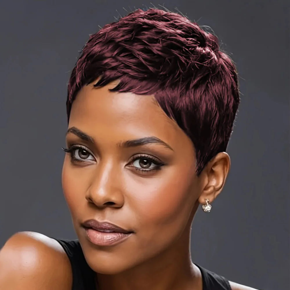 Curly Pixie Cut Human Hair Wig – 150% Density, 4-Inch Machine-Made