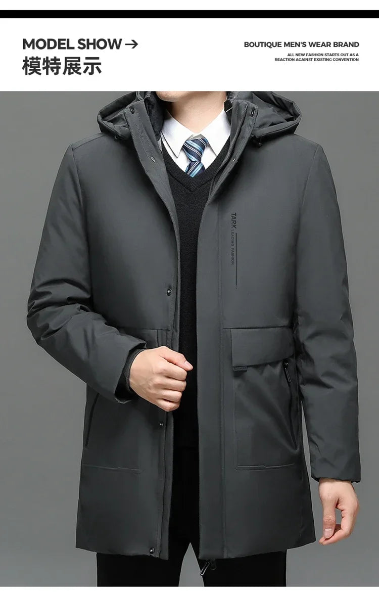 Chaquetas con capucha para hombre, ropa de abrigo informal, parkas largas para hombre, nuevas parkas impermeables y cálidas para otoño e invierno, abrigo tipo parka, 2 PIEZAS Parkas de invierno