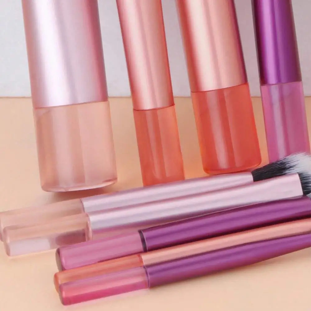 Set de 10 mini brochas de maquillaje para principiantes, brochas para base y corrector de ojos, brochas cosméticas de viaje con estuche portátil