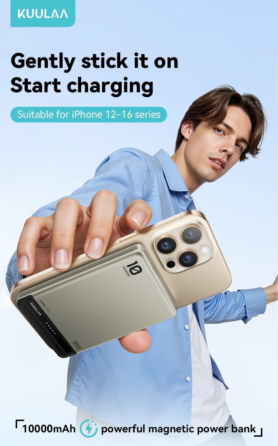 KUULAA Magnetisk Powerbank 10000Ah Trådløs Bærbar Lader 20W Hurtiglading For Magsafe For iPhone 16 15 14 For Max PowerBank