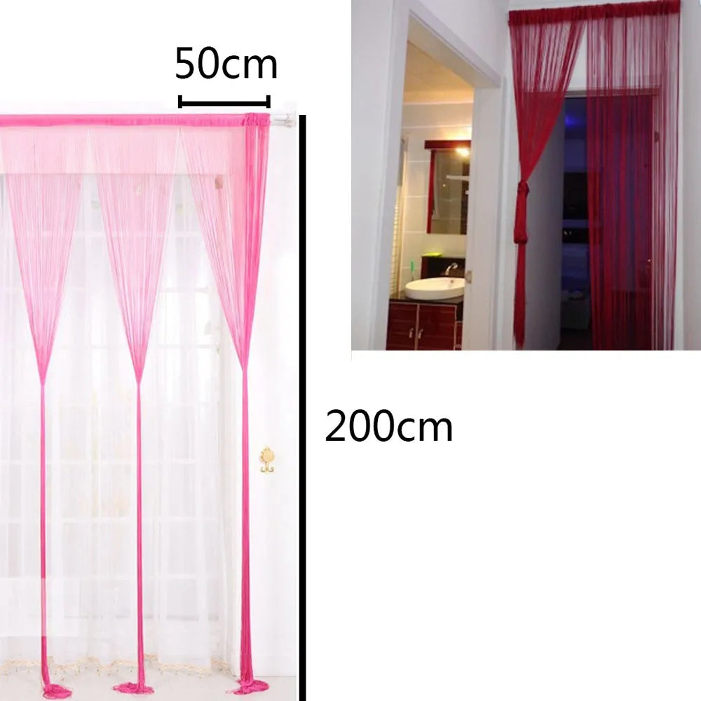 Cortinas para sala de estar de 50CMX200CM Cortina de hilo para sala de estar Puerta Pared Ventana Panel Divisor de ambientes Cortina de borlas decorativa