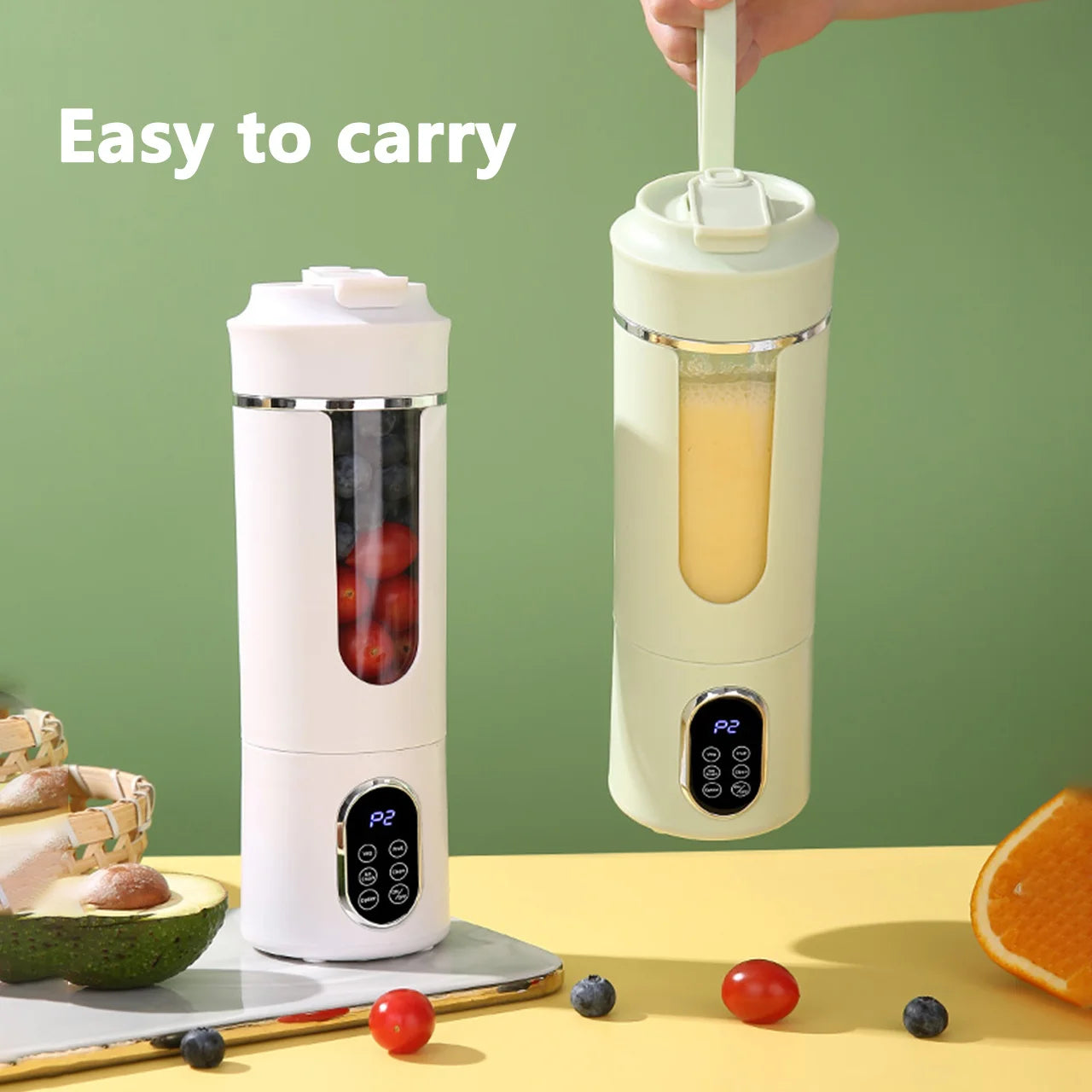 Nuevo exprimidor portátil de 530 ml, inalámbrico, carga USB, hielo picado, exprimidor eléctrico de 12 cuchillas, 4 velocidades, 7,4 V, mini licuadora de jugo fresco