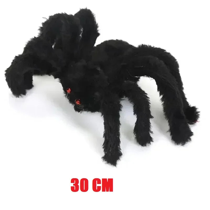 Araña Grande de Peluche de Halloween, Decoración de Halloween de Terror, Accesorio de Fiesta, Decoración Gigante de Araña para Exteriores de 30-200cm, Broma de Cámara, Araña Negra