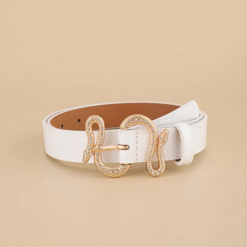 New European and American Style Women's Fashion Snake BucklepuVersatile Simple Belt for Jeans and Suits for Women