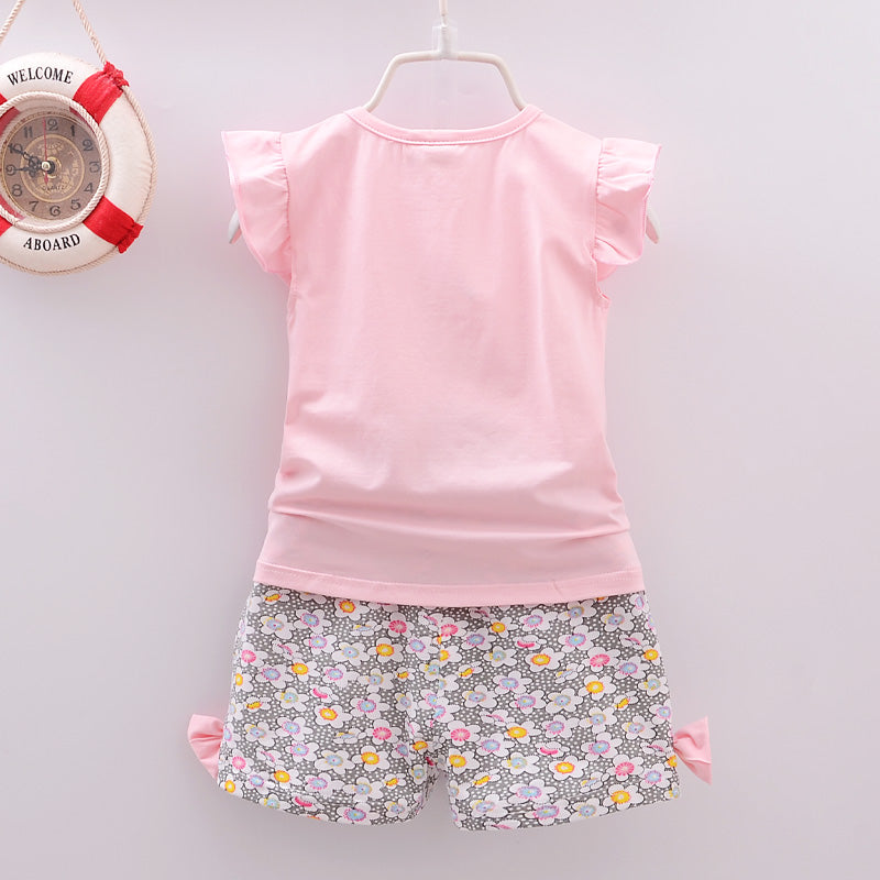 Conjuntos de ropa para bebé niña, camisetas, tops, pantalones cortos, conjuntos de ropa para niños pequeños, estampado de piruletas, ropa de verano para bebés
