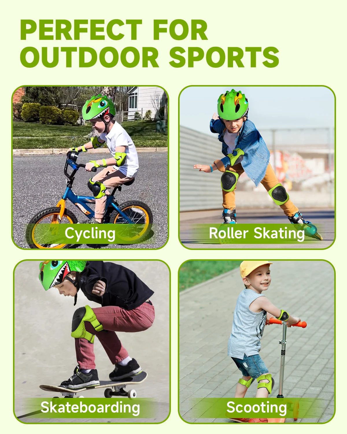 Barnebeskyttelse Knebeskyttere Albuebeskyttere Håndleddsbeskytter Sportsbeskyttelse for Sparkesykkel Skateboard Balansesykkel Sykkelutstyr