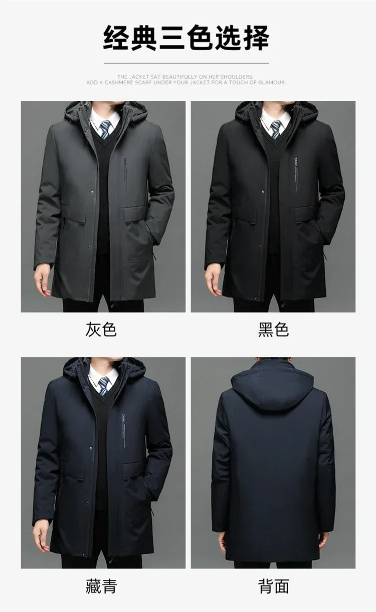 Chaquetas con capucha para hombre, ropa de abrigo informal, parkas largas para hombre, nuevas parkas impermeables y cálidas para otoño e invierno, abrigo tipo parka, 2 PIEZAS Parkas de invierno