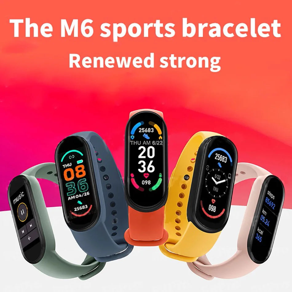 M6 Smartwatch Hombre Mujer Pulsera Inteligente de Fitness Banda Deportiva Monitor de Frecuencia Cardíaca y Presión Arterial Relojes Impermeables Multifunción