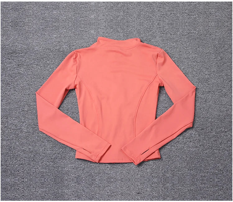 Chaqueta deportiva para mujer, camisa de manga larga, abrigo para hacer ejercicio, ropa de gimnasio, ropa deportiva para yoga