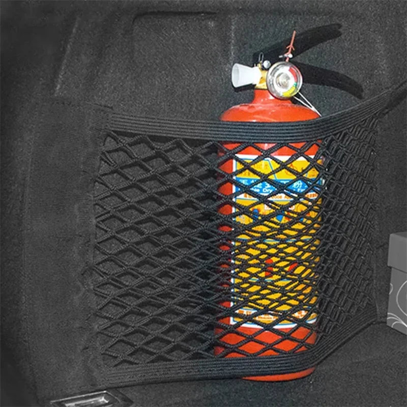 Correas elásticas de malla para coche, correas fijas para maletero, organizador interior de coche, red de fijación para asiento trasero, bolsa, extintor, artículos de coche, correa de fijación para almacenamiento
