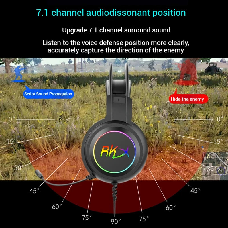 Gaming headset headset computer wired headset with microphone gaming game play listening to the sound of the USB interface