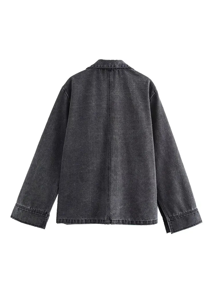 Conjuntos de Jeans Otoño 2024 para Mujer, Top Casual con Cuello Vuelto, Moda de Cintura Alta, Pantalón de Mezclilla Urbano para Mujer, Conjunto de Dos Piezas
