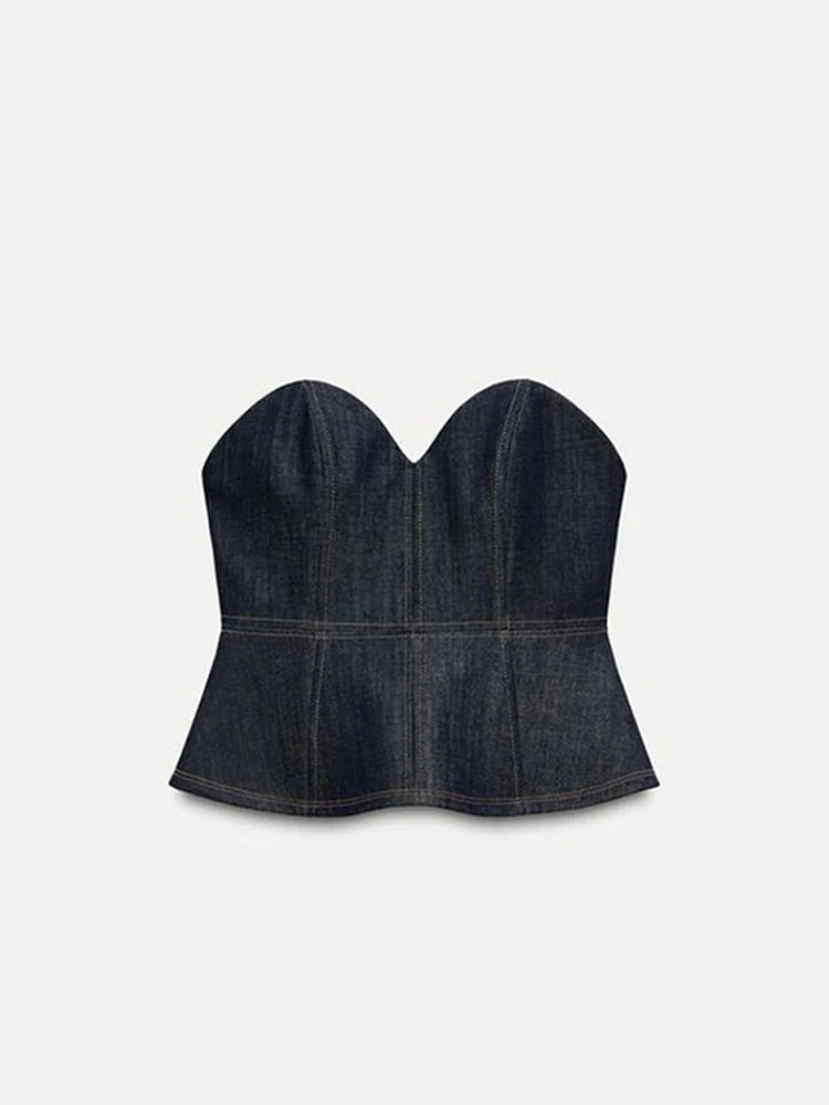 Elegante conjunto de 3 piezas de blazer de mezclilla, pantalón largo para mujer, chaqueta de traje de primavera de un solo botón, chaleco chic con cuello en V, trajes de pantalón de pierna ancha