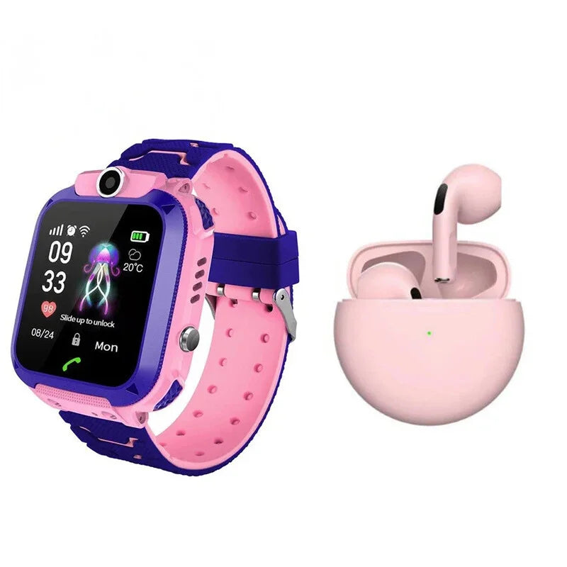 Montre connectée SOS pour enfants, avec carte SIM 4G, étanche IP67, prise de photos à distance, compatible avec Android et iOS, cadeau idéal 2025