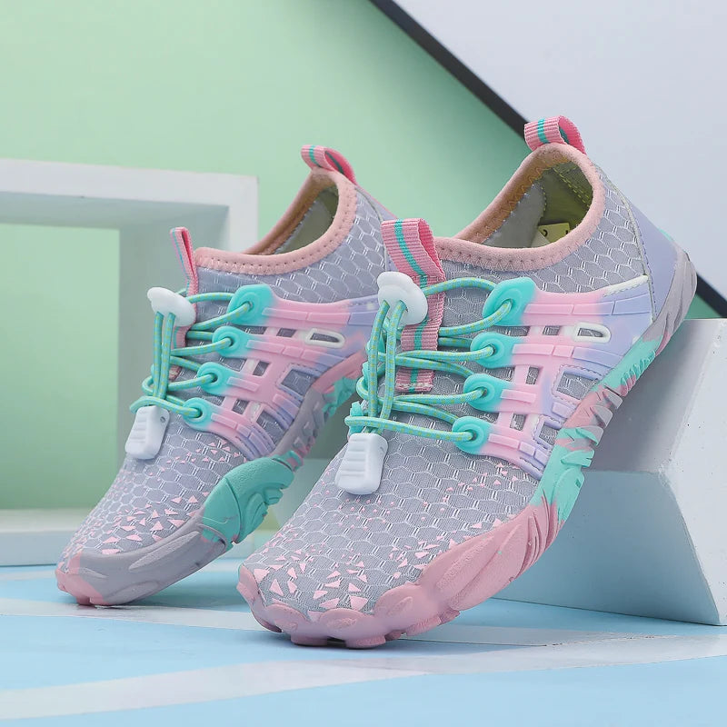 Zapatos de agua de secado rápido para niños, antideslizantes, resistentes al desgaste, con amortiguación, prevención, zapatillas transpirables suaves, zapatos descalzos para niños