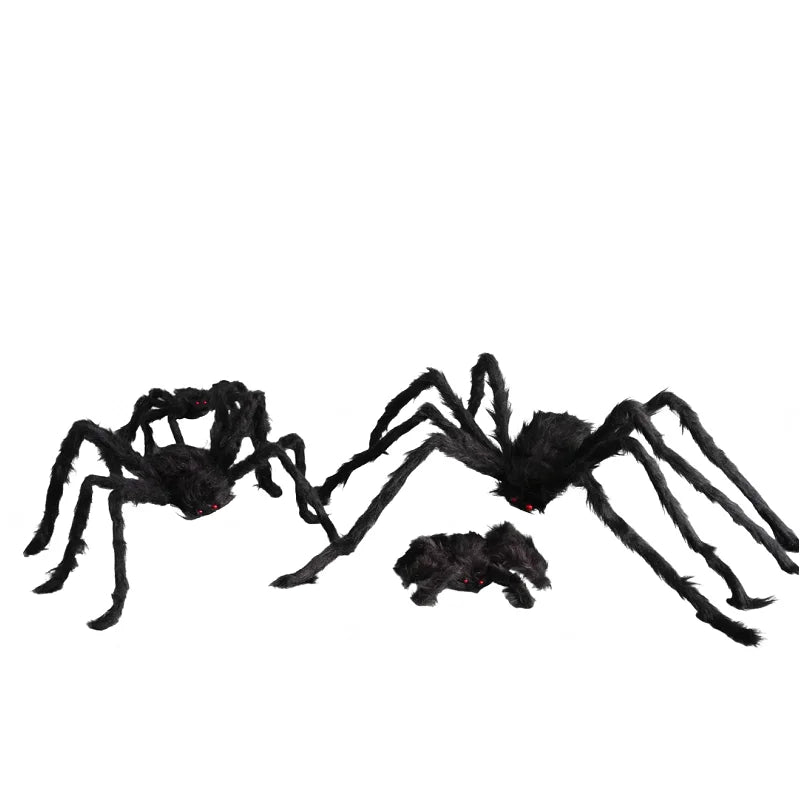 Araña Grande de Peluche de Halloween, Decoración de Halloween de Terror, Accesorio de Fiesta, Decoración Gigante de Araña para Exteriores de 30-200cm, Broma de Cámara, Araña Negra
