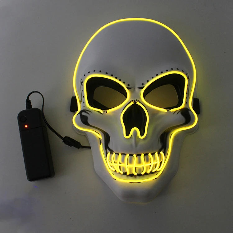 Máscara de calavera de terror de Halloween, máscara de luz fría LED, máscara LED de Halloween, máscara de cosplay, decoración de fiesta de Halloween, máscaras de calavera luminosas